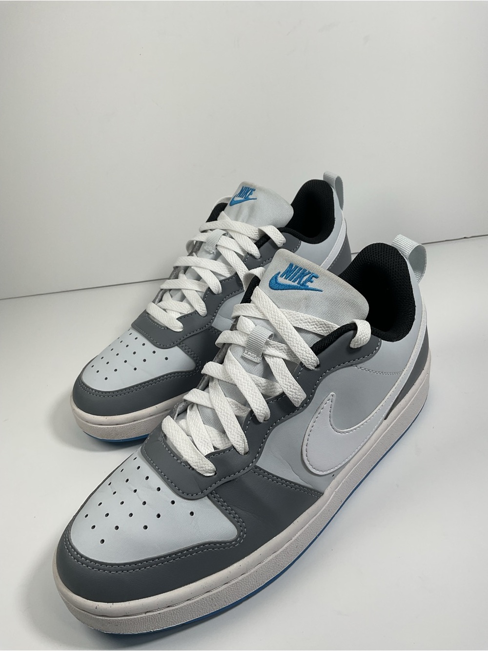 Nike Court Borough Low Recraft Gray White Blue Sneakers US 7Y EU 40 Women’s 8.5